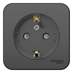 Розетка 1-м ОП Blanca 16А IP20 250В с заземл. защ. шторки с изолир. пластиной (компакт) антрацит SE BLNRA111116 1210634
