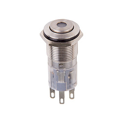 Кнопка антивандальная Ø16 12В(LED) Б/Фикс (5с) OFF-(ON)/ON-(OFF) синяя (A-16-C4) REXANT 36-3254