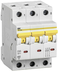 KARAT Автоматический выключатель ВА47-60M 3P C 63А 6кА IEK MVA31-3-063-C