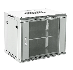 Настенный шкаф 19" 6U 600×600×368 (ШxГxВ), дверь стекло, металлическая задняя стенка, боковые съемные стенки, RAL 7035 REXANT 04-0666-111