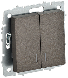 BRITE Выключатель 2-клавишный с индикацией для отелей 10А ВС10-2-9-БрТБ темная бронза IEK BR-V20-2-10-K45
