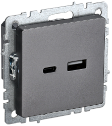 BRITE Розетка USB A+C 18Вт РЮ11-1-БрС сталь IEK BR-U22-018-K46