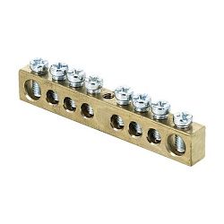 Шина PEN "ноль-земля" (6x9мм) 8 отв. латунь крепеж по центру розн. стикер EKF sn0-63-08-r