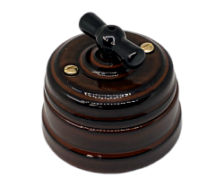 Выключатель ретро фарфоровый поворотный на два положен, для включения из 2-х мест (1-клавишный про GE70404-46