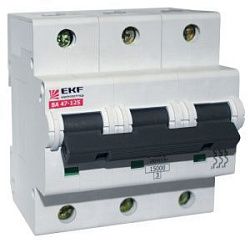 Авт. выкл. 3P 125А (C) 15кА ВА 47-125 EKF PROxima mcb47125-3-125C
