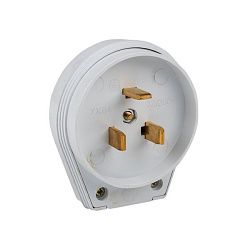 Вилка для разъема РШ-ВШ 32А 250В 2P+PE пластиковая бел. EKF AS-250-B-01