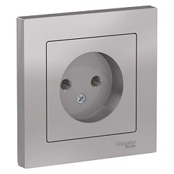Розетка 1-м СП AtlasDesign 16А IP20 без заземл. в сборе алюм. SE ATN000340 1240238