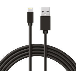 Кабель USB-A – Lightning для Apple, 2,1А, 1м, ПВХ, черный REXANT 18-7050
