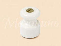 Изолятор фарфоровый в комплекте с саморезом для наружного монтажа витой электропроводки, D18,5х24мм, GE70027-01