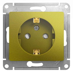 Розетка 1-м СП Glossa 16А IP20 250В с заземл. защ. шторки механизм фисташк. SE GSL001045 454423