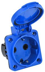 MAGNUM Розетка панельная SCHUKO РП12-3 с крышкой IP54 синий IEK PSN71-016-3-2-54-K07