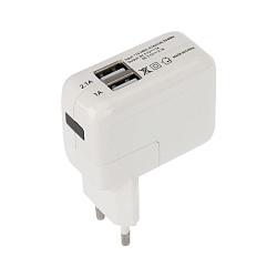 Сетевое зарядное устройство 2xUSB,  переходник+адаптер (СЗУ) (5 V, 2100 mA+1000 mA) REXANT 18-1187