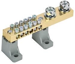 Шина N "ноль" на двух угловых изоляторах 200А ШНИ-10х18-12-L2-С IEK YNN30-12-C2-K03