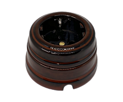 Розетка ретро фарфоровая двухполюсная с з/к, в комплекте с подъемной рамкой 16А 250В, цвет -  петров GE70301-46