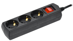 Удлинитель У03В 3 места с заземлением 5м 3х1мм2 10А/250В черный GENERICA WYP10-10-03-05-ZK-K02-G