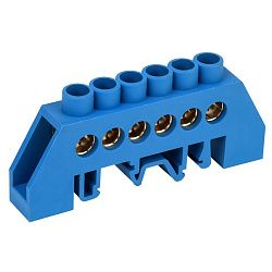 Шина «N» нулевая в комбинированном синем изоляторе на DIN-рейку 8x12мм 6 групп REXANT 11-2312