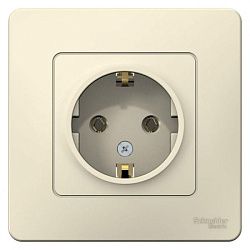 Розетка 1-м СП Blanca 16А IP20 250В с заземл. без защ. шторок молоч. SE BLNRS001012 1210304