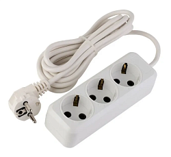 Удлинитель УБ-03 3 гнезда 3м с заземлением ПВС 3*0,75 (10А)  УБ03-2318