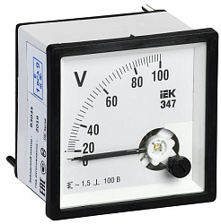 Вольтметр аналоговый Э47 100В класс точности 1,5 96х96мм IEK IPV20-6-0100-E