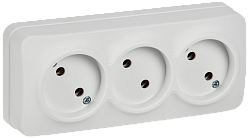 GLORY Розетка 3-местная для открытой установки без заземления без защитных шторок 10А РС23-2-ХБм белый матовый IEK ERH30-K01M-10