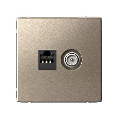 Розетка компьютерная + телевизионная 2-м ArtGallery RJ45 + TV кат.5E шампань SE GAL000589 1823503