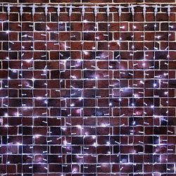 Гирлянда светодиодная Занавес 2х9м 1200 LED БЕЛЫЙ прозрачный ПВХ IP65 постоянное свечение 230В блок в комплекте NEON-NIGHT 235-195