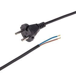 Шнур электрический с вилкой ПВС 2х0,75 мм² 5м черный REXANT 11-1301