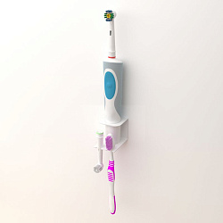 Держатель для хранения электрических зубных щеток и насадок, монтаж без сверления, белый REXANT 38-0716