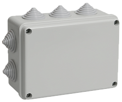Коробка распаячная КМ41241 для открытой проводки безгалогенная (HF) 150х110х70мм IP44 10 гермовводов серая IEK UKO10-150-110-070-K41-44