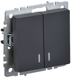 BRITE Выключатель 2-клавишный с индикацией 10А ВС10-2-1-БрГ графит IEK BR-V20-1-10-K53