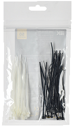 Набор хомутов 2,5х100 (25 белых; 25 черных) (50шт/упак) IEK UNH35-N01-050