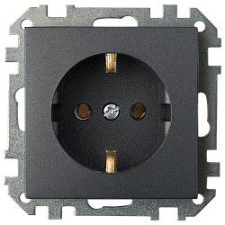 Розетка штепсельная с заземляющим контактом скрытой установки РС16-525 графит 10466BY
