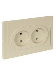 FORTE&PIANO Розетка 2-местная без заземления без защитных шторок безвинтовое крепление 10А FP426 ваниль IEK FP-R20-10-1-K10