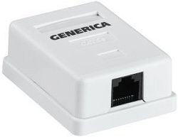 Розетка информационная настенная RJ45 кат.5E UTP 1 порт GENERICA CS2-1C5EU-12-G