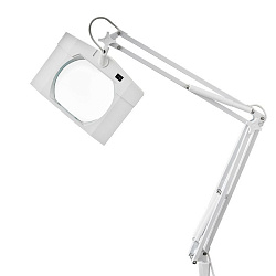 Лупа на струбцине квадратная 5D с подсветкой, 150х180мм, белая REXANT 31-0111