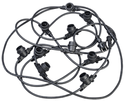 LIGHTING Гирлянда белт-лайт 10м 20 патронов E27 без ламп IP65 черный шнур 2м 230В транзит IEK LGDU601-0-020-10-B-S-65