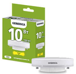 Лампа светодиодная T80 таблетка 10Вт 230В 3000К GX53 GENERICA LL-T80-10-230-30-GX53-G