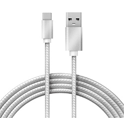 Кабель USB-A – Type-C, 2,1A, 1м, в серебрянной нейлоновой оплетке REXANT 18-1899