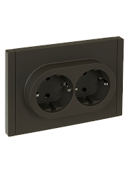 FORTE&PIANO Розетка 2-местная с заземлением с защитными шторками безвинтовое крепление 16А FP323 серый IEK FP-R24-16-1-K03