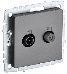 BRITE Розетка двойная TV+SAT РТВ/РСп12-БрС сталь IEK BR-AF20-O-K46