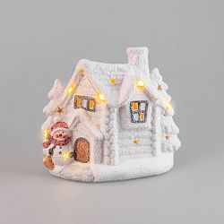 Керамическая фигурка Домик со снеговиком 26,2х9,5х23,3 см 505-007