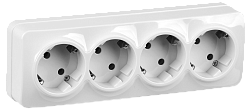 GLORY Розетка 4-местная для открытой установки с заземлением без защитных шторок 16А РС24-3-ХБ белый IEK ERH41-K01-16