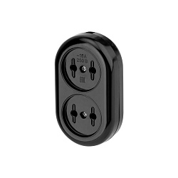 Колодка 2 гнезда карболитовая б/з 16А, черная REXANT 11-8981