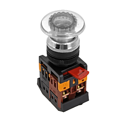 Кнопка AELA-22 белая с подсветкой NO+NC 220В Грибок EKF pbn-aela-1w-220