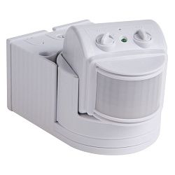 Датчик движения настенный ДДС 04, 180°, 1200 Вт, 3-2000 Лк, 12 м, 10-420 сек. IP44 REXANT 11-9212