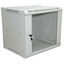 Шкаф настенный 19" 15U 600×450×770мм (ШxГxВ) - передняя дверь стекло, боковые стенки съемные (разобранный) RAL 7035 REXANT PRO 04-2203
