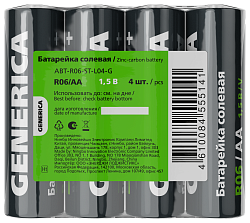 Батарейка солевая R06/AA (4шт/пленка) GENERICA ABT-R06-ST-L04-G