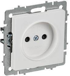BRITE Розетка 1-местная без заземления с защитными шторками 10А РСш10-2-БрАБ арктический белый IEK BR-R13-10-K91