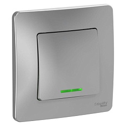 Переключатель проходной 1-кл. СП Blanca 10А IP20 (сх. 6) 250В с подсветкой алюм. SE BLNVS010613 1210325