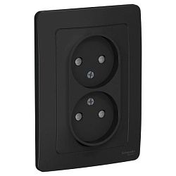 Розетка 2-м СП Blanca 16А IP20 250В без заземл. защ. шторки антрацит SE BLNRS000126 1210382